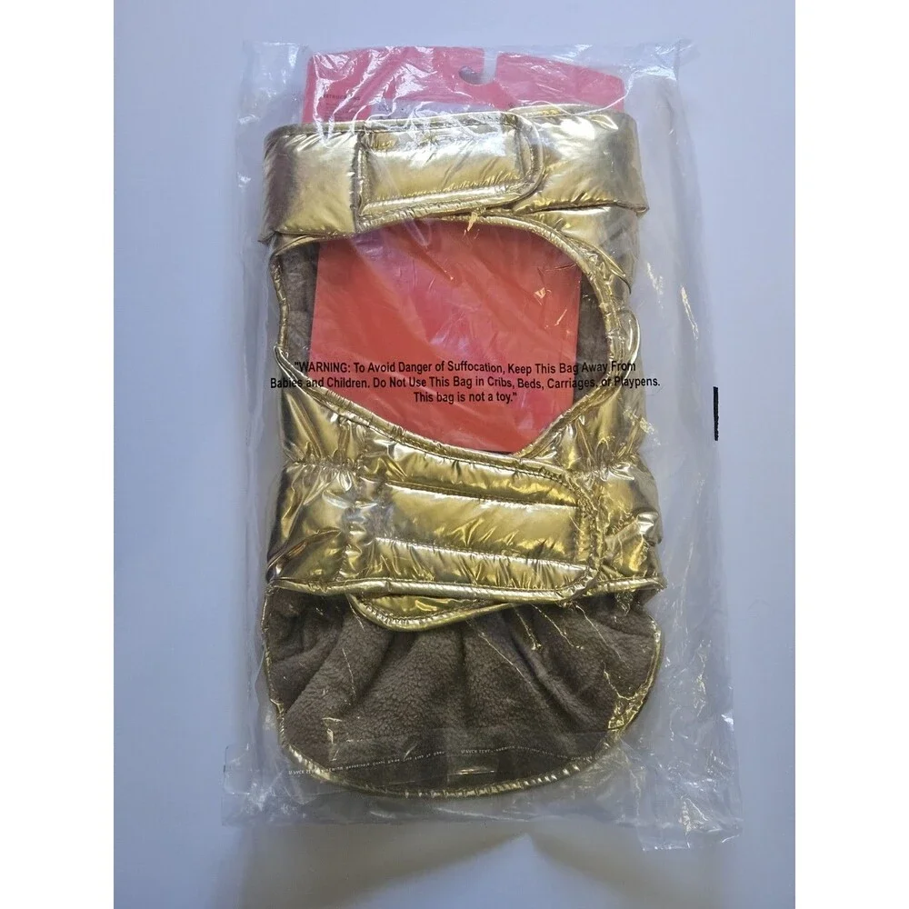 Boots & Barkley Vest Dog's Sz Medium Gold Puffer Fleece Lined Jacket 40 lbs NEW